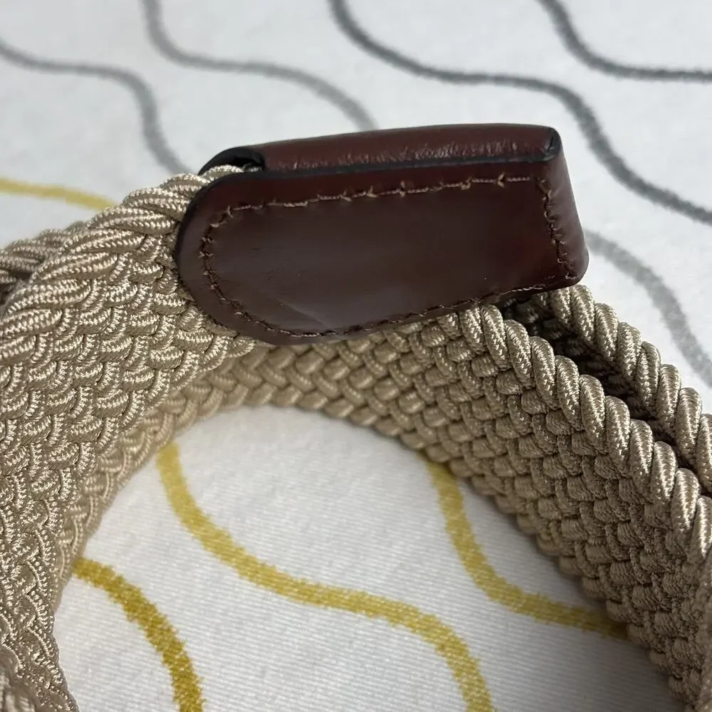 NWT Lands End Men’s Khaki Elastic Braid Cord Belt Outdoors Medium 37” New Dress